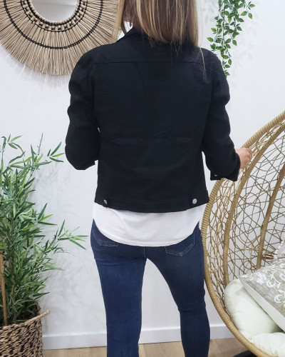 Veste en jean cintrée noire