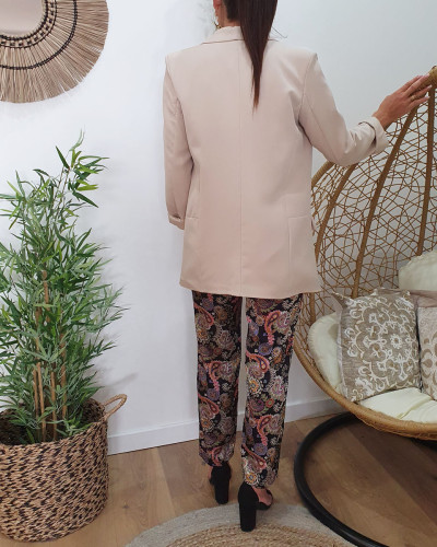Veste blazer femme unie beige