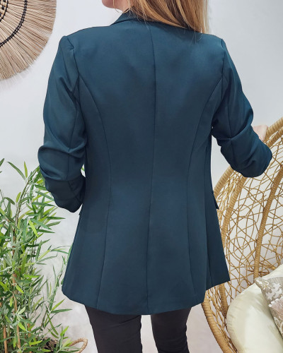 Blazer femme manches plissées vert bouteille