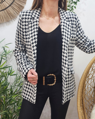 Blazer pied de poule femme clearance