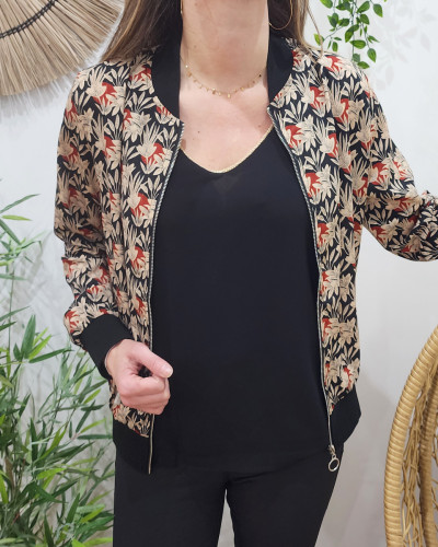 Bombers femme noir et beige Eugénie