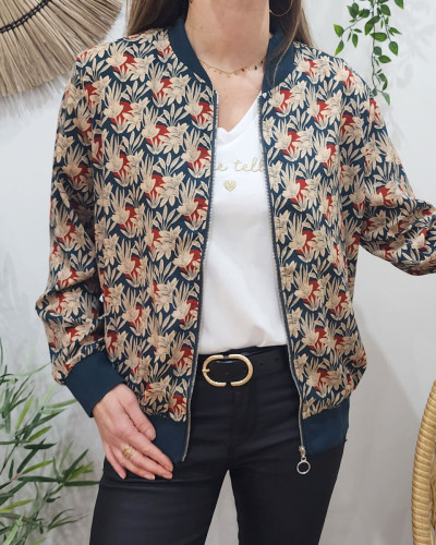 Bombers femme vert et beige Eugenie 20376