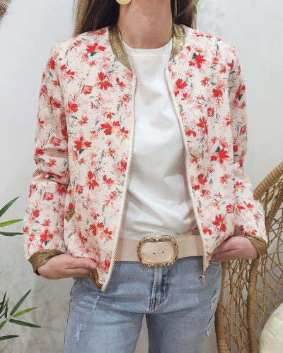 Bombers femme fleuri rose Anita