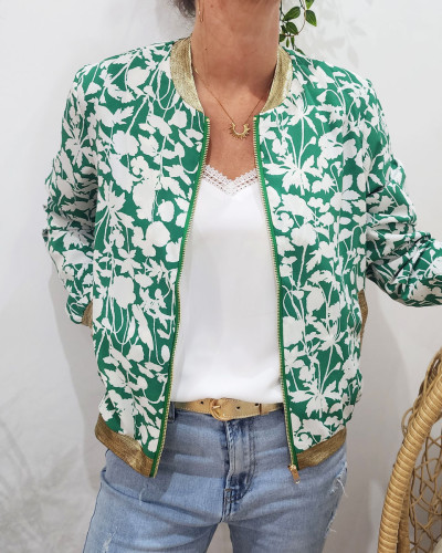 Bombers femme vert et blanc Thaïs