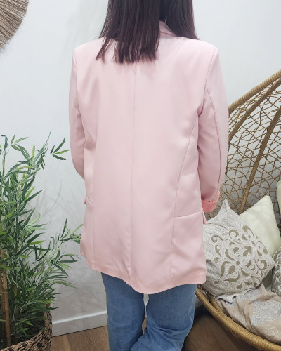 Veste blazer femme unie rose poudré