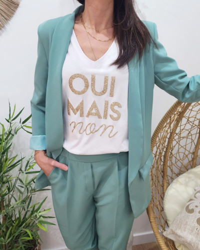 Veste blazer femme unie vert agate