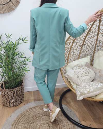 Veste blazer femme unie vert agate