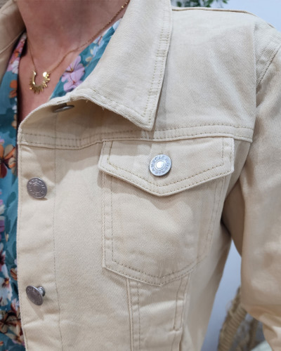 Veste en jean beige best sale femme