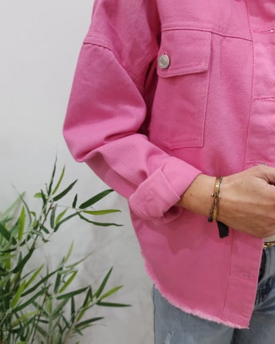 Veste en new arrivals jean rose fushia