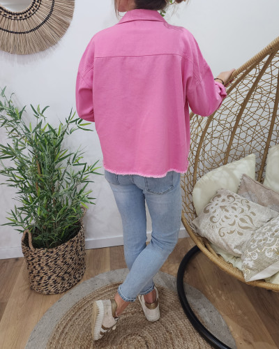 Veste en jean fluide rose fuchsia