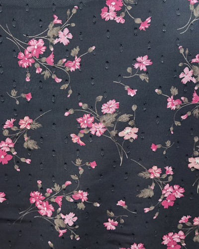 Bombers femme noir fleurs prunes Anouk