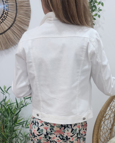 Veste femme en jean blanc cassé