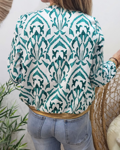 Bombers femme vert et cru Augusta 21667
