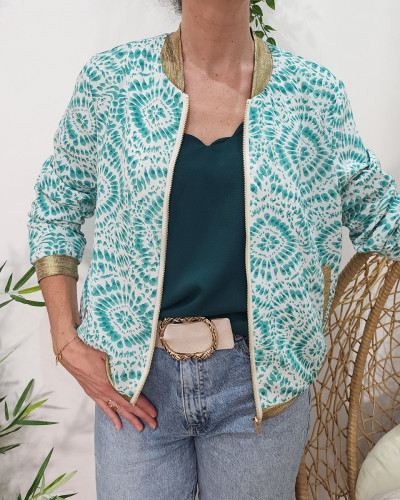 Bombers femme vert et blanc Vanessa