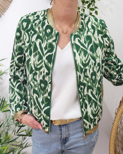 Bombers femme vert et écru Léana