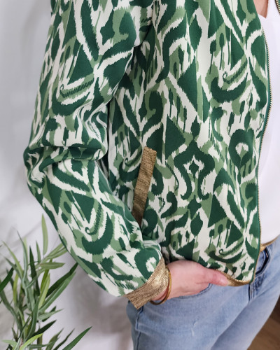 Bombers femme vert et écru Léana