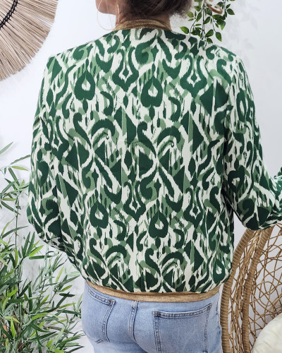 Bombers femme vert et écru Léana