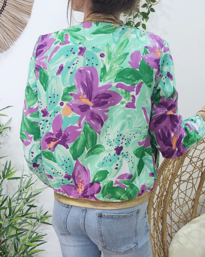 Bombers femme mauve vert Patty