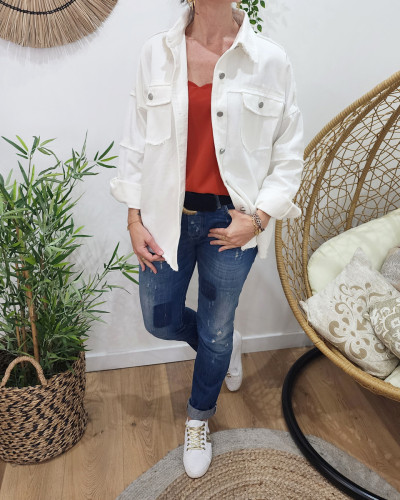 Veste femme écrue broderies et sequins Juana