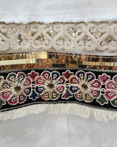 Veste femme écrue broderies et sequins Juana