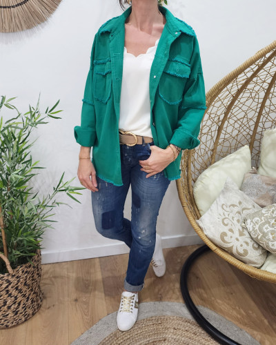 Veste femme verte broderies et sequins Juana