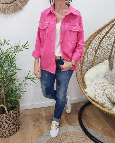Veste femme rose fuchsia broderies et sequins Juana
