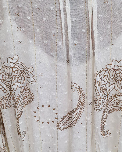 Kimono femme écru broderies dorées