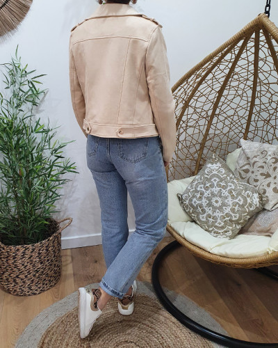Perfecto femme beige suédine