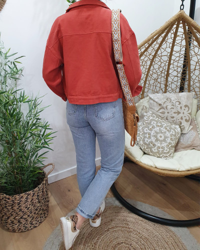 Veste femme en jeans terracotta