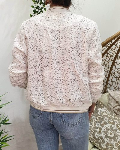 Bombers femme écru dentelle floral