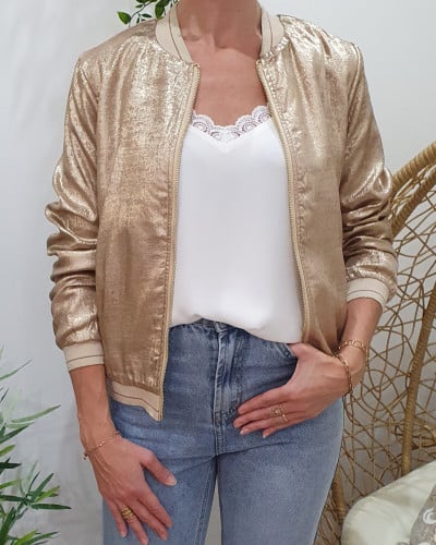Bombers doré femme top