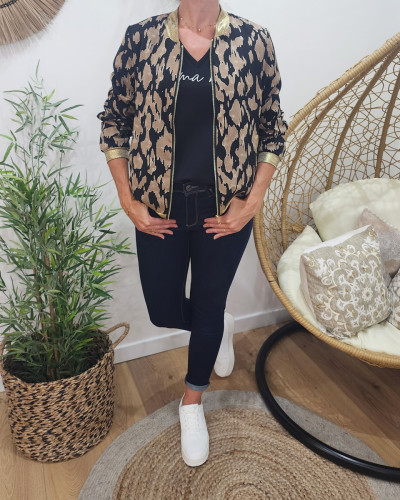Bombers femme noir et taupe Jimena