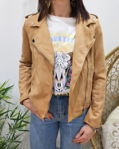 Perfecto femme camel suedine 23689