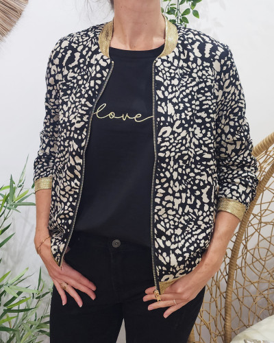 Bombers femme noir taches beiges