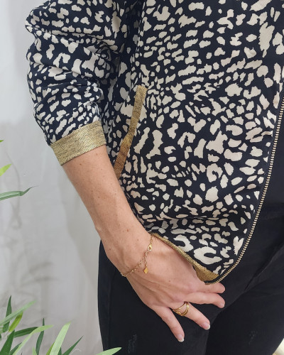 Bombers femme noir taches beiges
