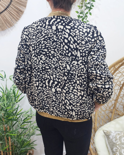 Bombers femme noir taches beiges