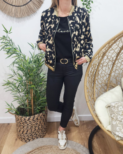 Bombers femme noir et taupe Paula