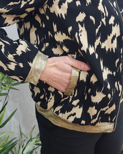 Bombers femme noir et taupe Paula