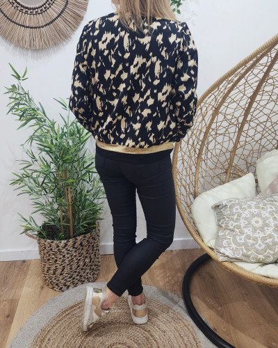 Bombers femme noir et taupe Paula