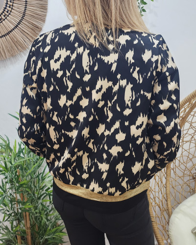Bombers femme noir et taupe Paula