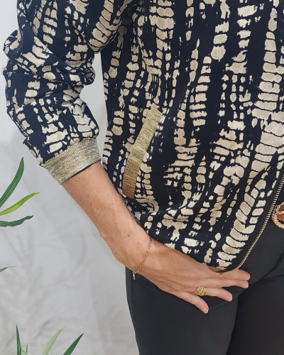 Bombers femme imprimé serpent noir et beige Maïa