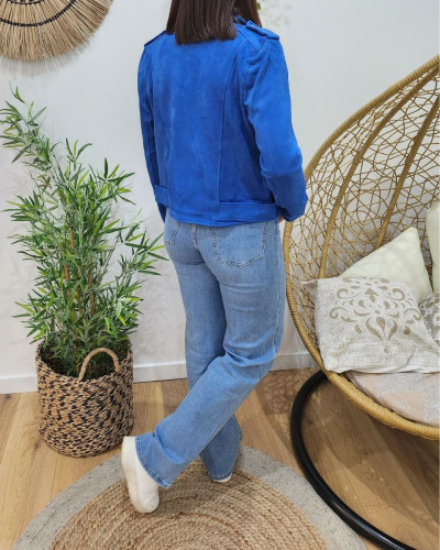Perfecto femme bleu roi suedine 25427