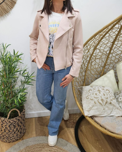 Veste en jean rose pale femme on sale