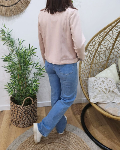 Perfecto femme rose poudre suedine 25431