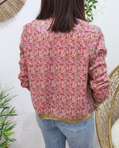 Bombers femme rouge fleuri outlet