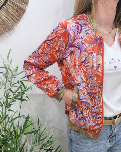 Bombers femme orange et mauve Solène