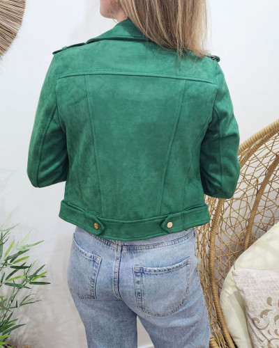 Perfecto femme vert suédine