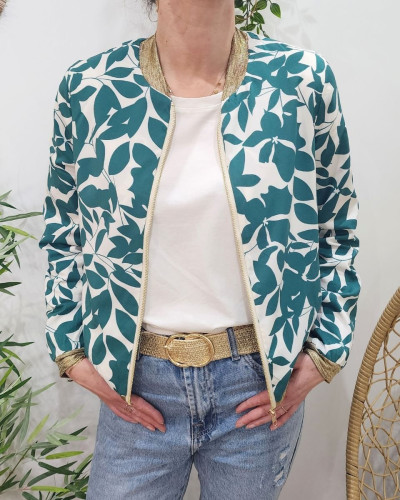 Bombers femme écru et vert Soizic