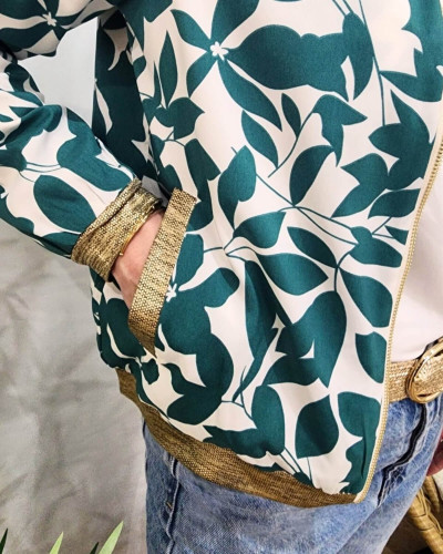 Bombers femme écru et vert Soizic