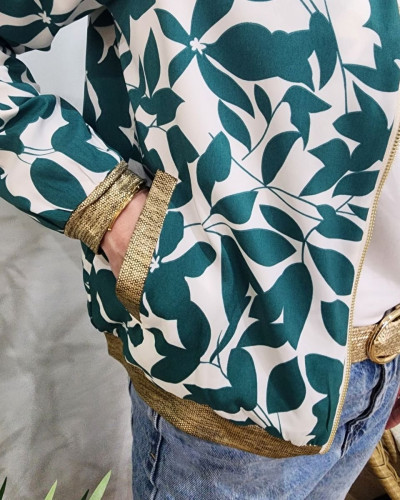 Bombers femme écru et vert Soizic